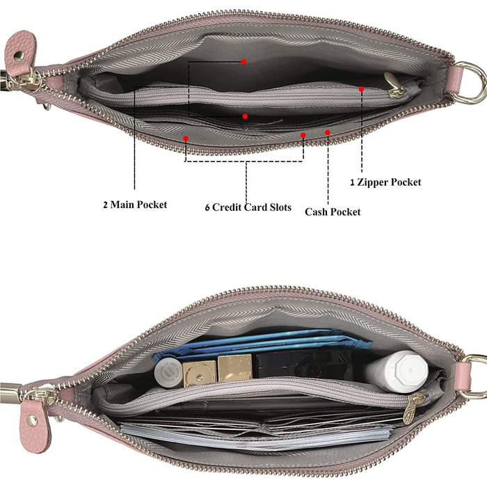 Плечова Сумка Жіноча Невелика Сумочка Жіноча Шкіряна Сумочка Кросбоді Плече Гаманець Клатч Телефон Слот для Кредитних Карт з Ремінцем (Рожевий)