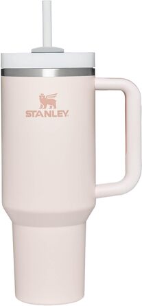 Пляшка для води Stanley Quencher H2.0 FlowState із соломинкою 1,2 л - термокружка охолоджує 11 годин - 48 годин лід - можна мити в посудомийній машині - термос без бісфенолу А - кавова кружка на винос - чорна (рожевий кварц)