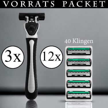 З 60 змінними лезами по 3 леза кожне - Волога бритва Одноразова бритва Чоловіча бритва Чоловіча бритва, 3 шт., Razor Men
