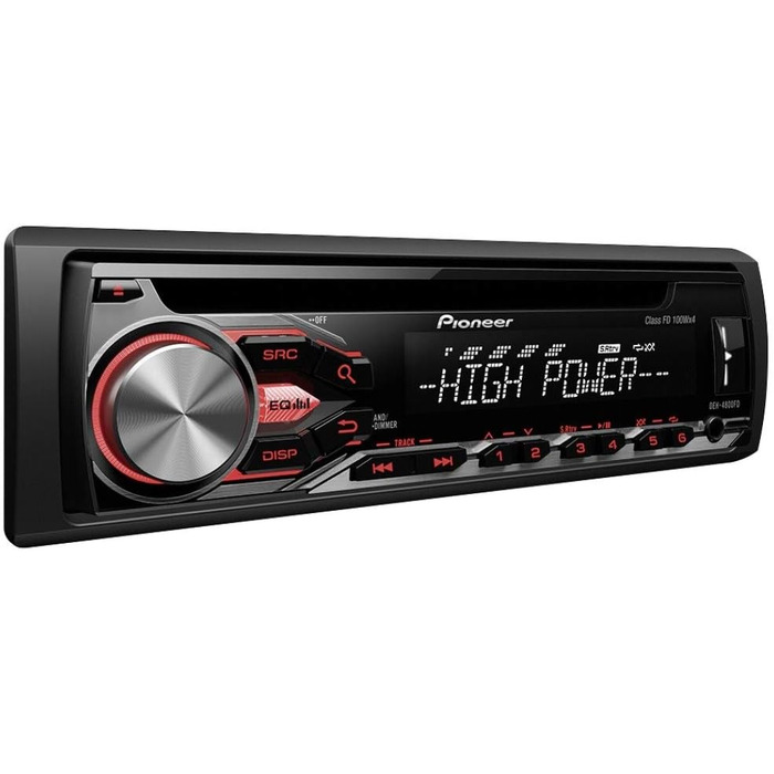 Потужна автомобільна стереосистема Pioneer DEH-4800FD з тюнером RDS, USB та AUX-in підтримує iPod/iPhone та пряме керування