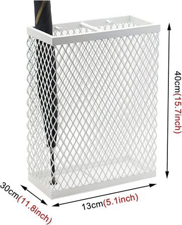 Підставка для парасольки, компактна, прямокутна, з піддоном для крапель і 2 гачками, декоративний тримач парасольки для дверей, веранди, передпокою, холу, герметичний тримач для тростини білий