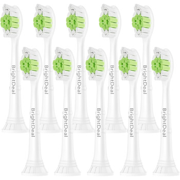 Змінні щітки BrightDeal 10 сумісні з Philips Sonicare, насадки для щітки, сумісні з Sonicare EasyClean, FlexCare, HealthyWhite, в індивідуальній упаковці з пилозахисними ковпачками білого кольору