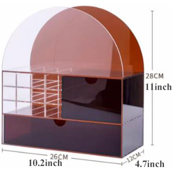 Органайзер для зберігання макіяжу Органайзер для догляду за шкірою, Органайзер для макіяжу з висувними ящиками, Настільний органайзер для косметики, Косметичний пензлик з тримачем для губної помади, Пензлик, Lijatt