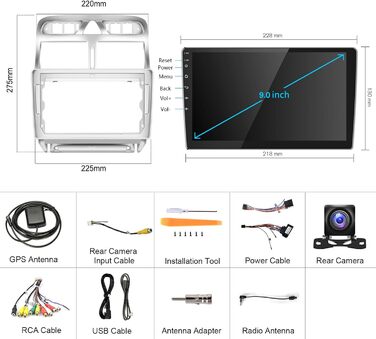 Автомобільна стереосистема для Peugeot 307 2007-2013 Carplay Android автомобіль, радіо 9-дюймовий сенсорний екран Радіо Bluetooth HiFi GPS навігація WiFi Mirror Link FM RDS камера 2 Din екран для Peugeot 307 1G 32G