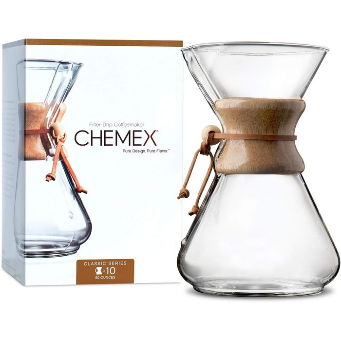 Кавоварка Chemex CM-10A, банка, 900 мілілітрів, прозора ука прозора