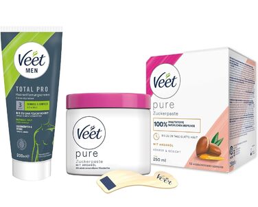 Цукрова паста для видалення волосся Veet 250 мл крем для видалення волосся Veet for men 200мл Power Effect