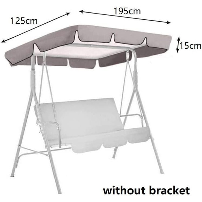Сонцезахисний змінний навіс FIYSON 195x125x15 см для  3-місних гойдалок з  покриттям Erastz Cover та  водовідштовхувальним ефектом та захистом від ультрафіолету