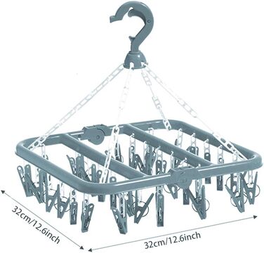 Вішалка для одягу на кліпсах і крапельницях Сушарка для одягу 32 кліпси (світло-блакитна) Блакитна