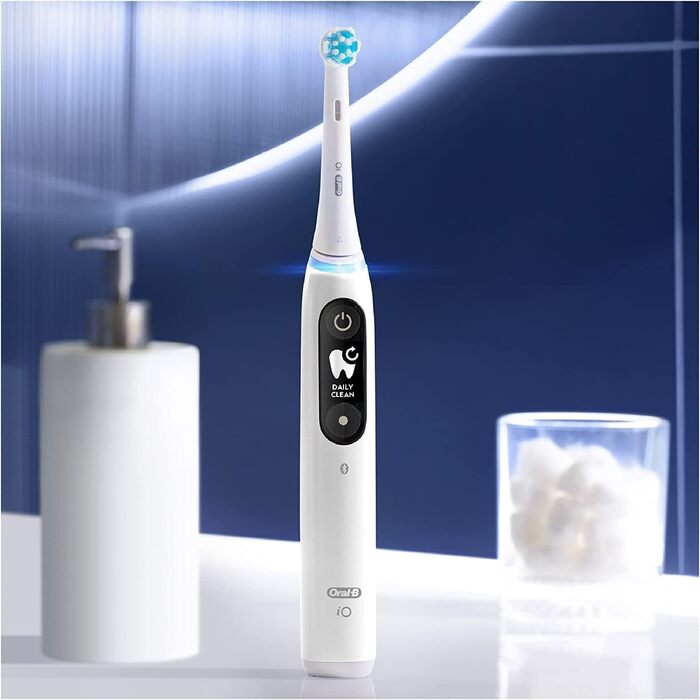 Електрична зубна щітка Oral-B iO Series 6, електрична зубна щітка black lava & iO Series 6, 2 щітки, 5 режимів чищення, магнітна технологія, дисплей і дорожній кейс, білий