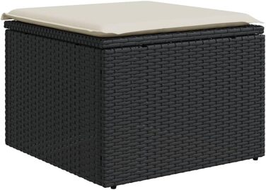 Садовий табурет з подушкою чорний 55x55x37 см Poly Rattan,366003