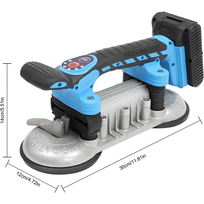 Інструмент для встановлення плитки Вібраційна машина з подвійною присоскою Вібратор ручної плитки Вирівнювання укладання 12000mAh 50-200Гц/с 6 швидкостей Ручний інструмент для встановлення плитки Вирівнювання укладання плитки Інструмент для встановлення п