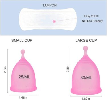 Менструальна чаша Aomiduo менструальна чаша багаторазова чаша менструальна чаша з медичного силікону розмір S (середня) і L (велика) в комплекті (Представлена чаша для зберігання в дорозі) 3 шт. и (упаковка 1)