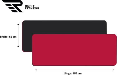 Килимок для йоги 190 x 60 x 0,6 см GeckoGrip & Sensi-Plus TPE не ковзає Нетоксичний ремінь для перенесення - спортивний килимок для гімнастики Спорт - Виберіть колір зараз (вогненно-червоний, чорний килимок для йоги)