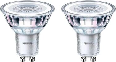 Лампи Philips LED Classic GU10 Warm Glow (50 Вт), світлодіодні плями з рефлектором з регулюванням яскравості та теплим білим світлом, енергозберігаючі лампи з тривалим терміном служби (50 Вт, 2 шт. и (2 упаковки), холодний білий)