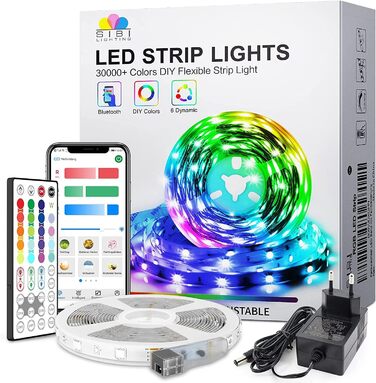 Світлодіодна стрічка SIBI RGB 10 м, світлодіодна стрічка з дистанційним керуванням і синхронізацією музики в додатках, самоклеюча світлодіодна стрічка з можливістю зміни кольору для кімнати, кухні, вечірки