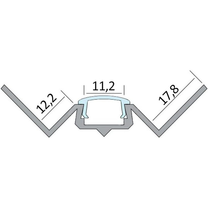 Світлодіодний алюмінієвий плитковий профіль кутовий зовнішній 12 мм срібло кришка торцева смуга для світлодіодної стрічки 2 м молочного кольору, 77