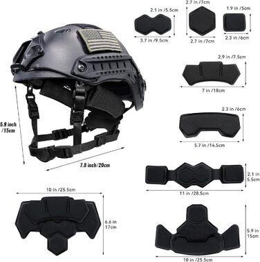 Тактичні накладки на шолом і підборідний ремінь для шолома, регульовані для Tactical Fast MICH ACH Bump Team Wendy FMA EXF Набір аксесуарів для заміни шолома чорний