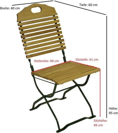 Садове крісло Розкладне крісло Kurgarten Bad Tlz, каркас плоский сталевий Moss Green (RAL 6005) Robinia Wood, складний (набір з 2 шт. )