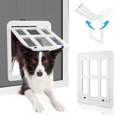 Для Fly Screen Dog Flap з магнітами Cat Flap Fly Screen Door Легке встановлення для котів/собак (34 см x 44 см) (Розмір 34 см x 44 см, білий)