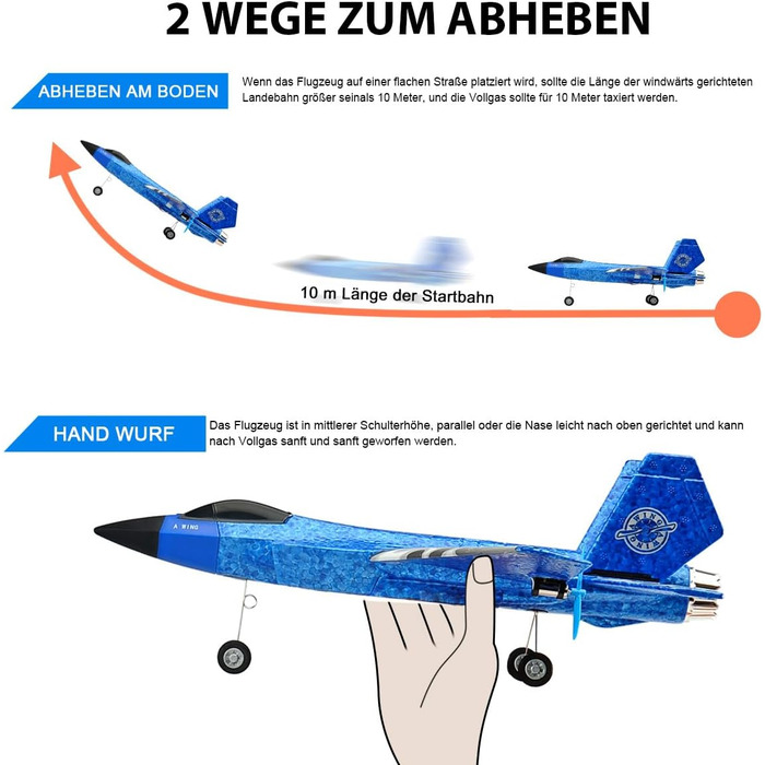 Радіокерований літак, 2.4Ghz 2-канальний F-35 дистанційно керований винищувач Модель літака іграшка з системою гіроскопа Xpilot для початківців Діти Дорослі (синій) F35blue