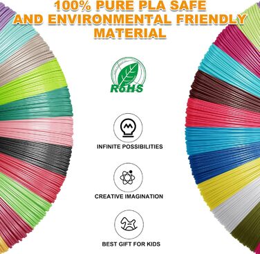 Кольорів 3D Printing Filament 1,75 мм, 3D Pen Colours, Total 90M, 3D Pen Filament for MYNT3D, SCRIB3D and Dikale 3D Pen (3D Pen не входить), 3D Pen Filament PLA, 30