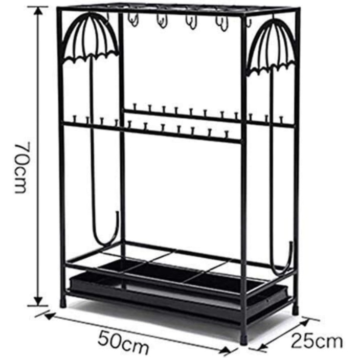 Підставка для парасольок NOALED Підставка для парасольок великої місткості Європейська кована підставка для парасольок Творча парасолька Довгий тримач для парасольки Inne Noir 50 * 25 * 70 см