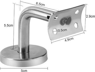 Тримач поручнів з нержавіючої сталі, з'єднувач поручнів із захисною розеткою, кут нахилу настінного кронштейна для поручнів регулюється для внутрішнього та зовнішнього поручнів Настінний тримач, тримач поручнів 49 x 29 мм, 5 шт.