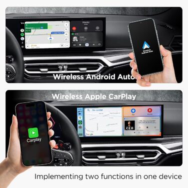 Бездротовий адаптер DYUZO CarPlay Android Auto, Mini 2in1 з позолоченим мідним інтерфейсом, стабільністю та автоматичним підключенням для заводських дротових автомобілів CarPlay та Android Auto, Plug & Play