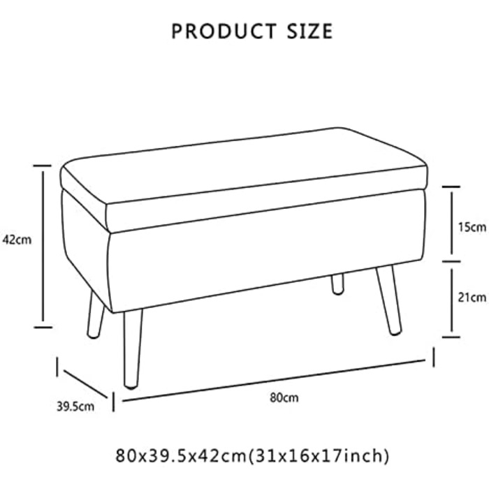 Сучасна проста лава для зберігання, Сидіння для зберігання постільної білизни з бавовняною оббивкою, Преміальна скриня для зберігання, бежевий, 80X39.5X42 см (316X17 дюймів) Бежевий 80x39.5x42 см (316x17 дюймів)