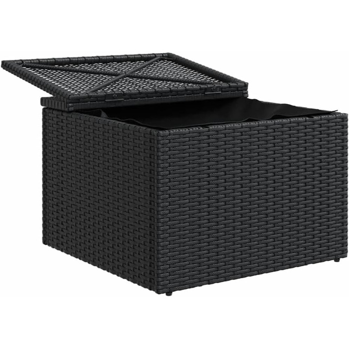 Садовий табурет з подушкою чорний 55x55x37 см Poly Rattan,366003