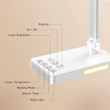 Настільна лампа Bazcuka з подвійною головою LED з регулюванням яскравості, регульований по висоті настільний світильник з таймером автоматичного вимкнення, настільна лампа для захисту очей з функцією зарядки USB 5 колірних режимів для домашнього офісу, бі