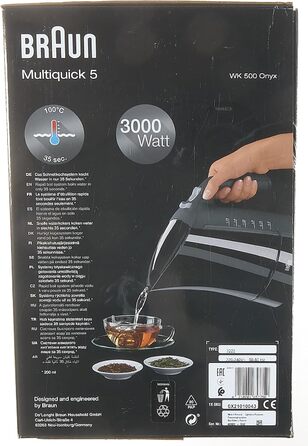 Чайник De Longhi Braun Multiquick 5 WK 500 Aquaexpress (3000 Вт, 1.7 л) чорний