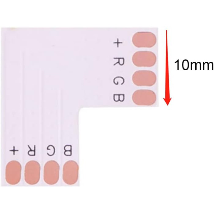 Контактний світлодіодний штекер 8 мм L-подібної форми 8 мм 4-контактний RGB 3528 2835 5050 Світлодіодна стрічка Кутовий роз'єм Адаптер встановлення дроту (4pin 10 мм L), 10 шт., 4-