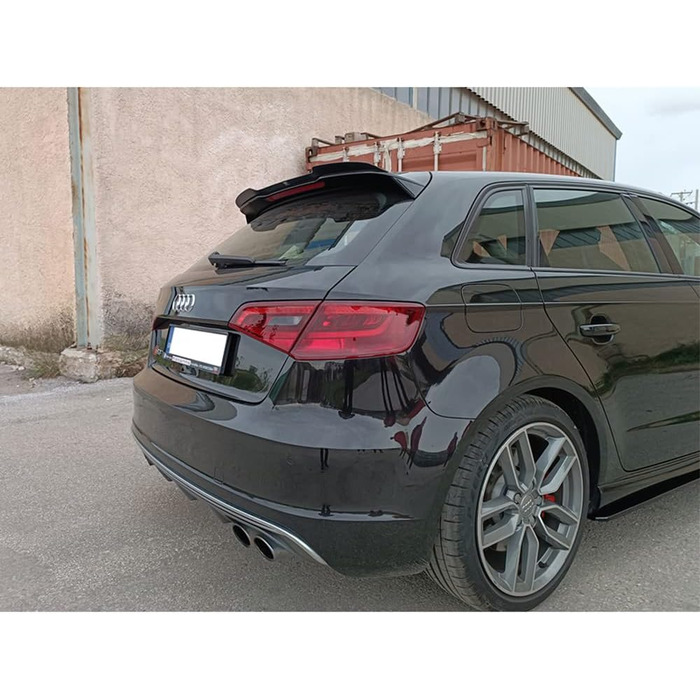 Сумісний з Audi A3 (8V) S-Line/S3 Hatchback/Sportback 2012-2016 (ABS Black Glossy), 487 Roof Spoiler (Spoiler Cap)