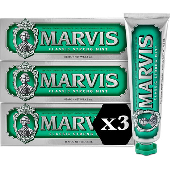 Зубна паста Marvis Classic Strong Mint, 3 85 мл, зубна паста з гарантією смаку для бадьорості та тривалої свіжості 3 x 85 мл