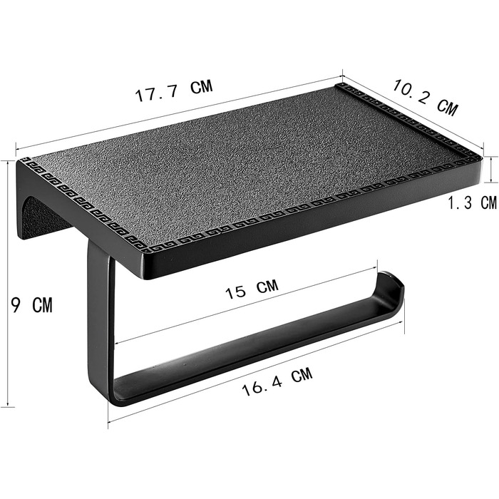 Тримач для туалетного рулону з полицею для зберігання серветок Полки для мобільних телефонів Настінні аксесуари для ванної кімнати Чорний одинарний тримач для туалетного рулону з латуні матовий чорний
