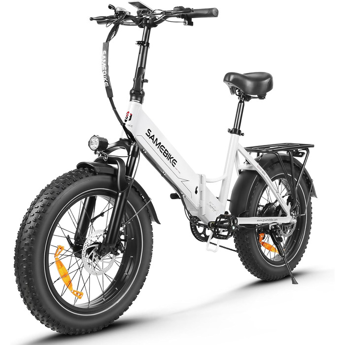 Електричний велосипед SAMEBIKE 250W E Bike Електричний велосипед 20 Fat Tire E Bike Складний велосипед 48V / 13Ah Акумулятор, позашляховий гірський велосипед, можна встановити круїзний режим, пульт дистанційного керування NFC Чоловіки Жінки Білий