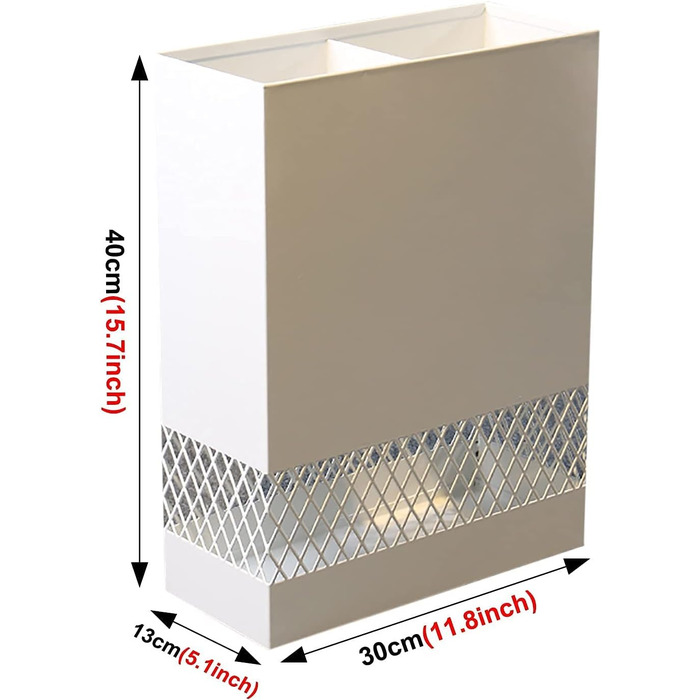 Підставка для парасольки Cuiynice Підставка для парасольки Видовбаний тримач для парасольки, прямокутна підставка для парасольки з піддоном для крапель, відро для парасольки для зберігання палиць/палиць для ходьби/альпійські палиці/білий (білий Q)