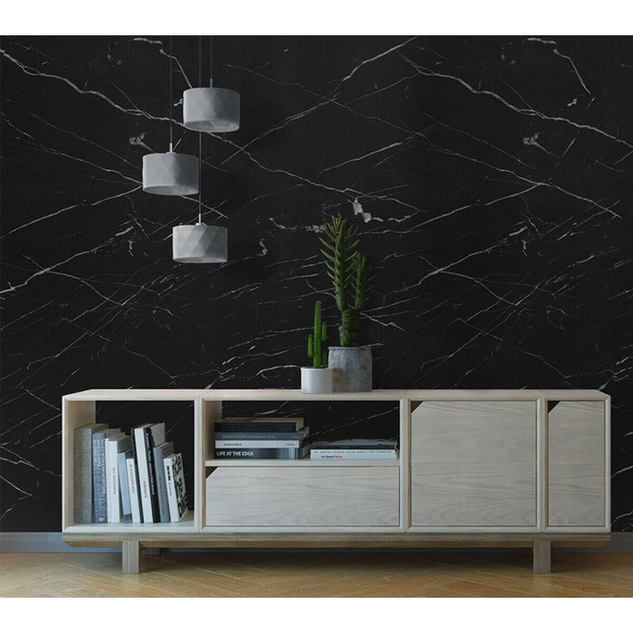 Мармур Resimdo Premium (Nero Marquina, 0,5 м x 1,22 м) Клейка плівка для плитки Меблева плівка Стандартна антибактеріальна водонепроникна міцна знімна