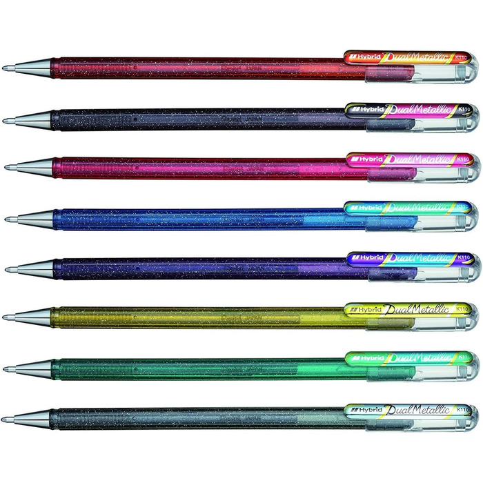 Ручка Pentel HYBRID Dual Metallic Gel Rollerball, (8 шт. )