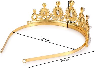 Корона принцеси Тіара Стрази Головний убір Ювелірні вироби Золота пов'язка на голову для жінок Дівчата Діти День народження Аксесуари для волосся Костюм на Хеллоуїн Корона (Стиль2 Рожеві/Блакитні стразиПредмети)