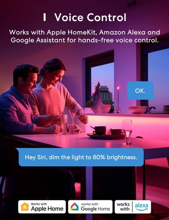 Працює з Apple HomeKit, Wi-Fi Led Strip, Smart RGBWW Strip, сумісними з Alexa та Google, для дому, вечірки, Різдва SMART та для HomeKit 5M, 5m