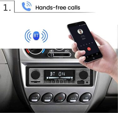 Автомобільний MP3-плеєр, Автомобільне радіо MP3-плеєр FM-радіо Bluetooth Гучний зв'язок Автомобільна стереосистема Цифровий медіаплеєр Автомобільні аксесуари USB 2.0 Музичний плеєр (чорний - приблизно 188x57x65 мм)