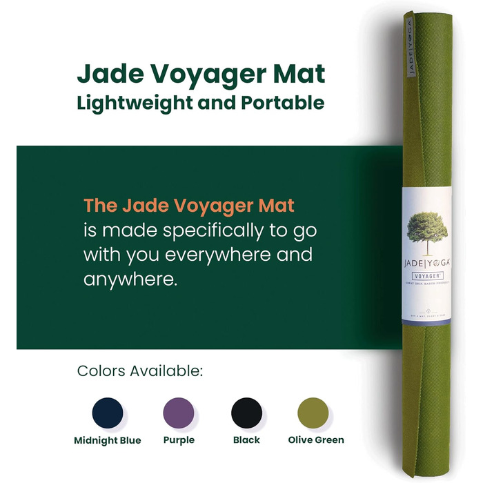 Килимок для йоги Jade Yoga Voyager, 1,6 мм оливково-зелений