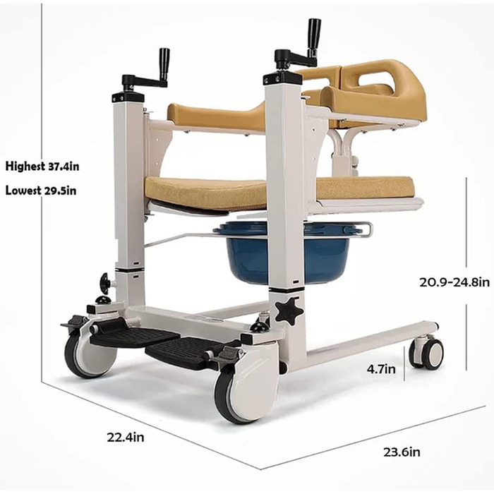 Інвалідний візок для пацієнта підйомний для перевезення пацієнта додому, крісло для перенесення пацієнта, відкривання спинки на 180, приліжковий комод з пісуаром для ліжка, транспортне крісло для людей похилого віку з обмеженими можливостями, 22