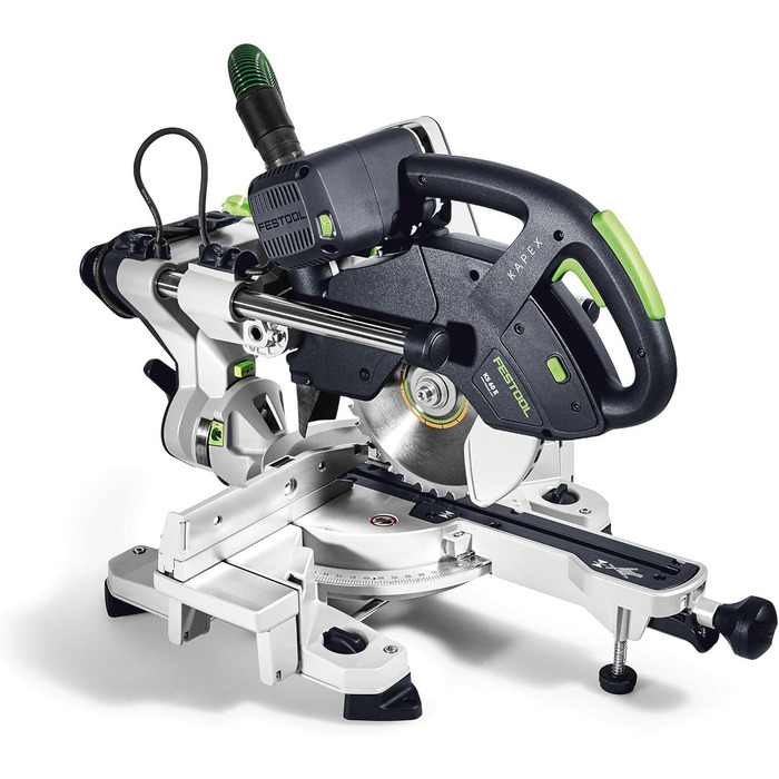 Поперечна пила Festool KS 60 E-UG-Set/XL KAPEX (з пиляльним диском WOOD UNIVERSAL, гвинтовим затискачем, світлодіодним підсвічуванням, кутовим скосом, піднесенням, шестигранним ключем, опорною рамою, поперечним захисним кожухом)