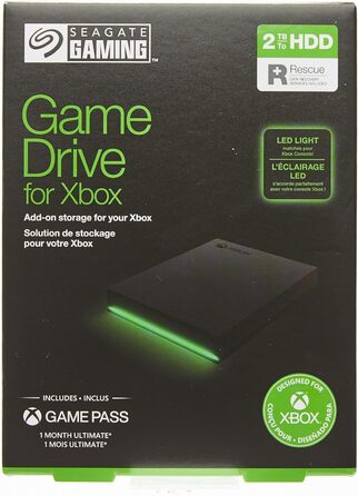 Портативний зовнішній жорсткий диск Seagate Game Drive Xbox 2TB, 2.5 дюйма, USB 3.0, Xbox, чорний, 2 роки служби порятунку, номер моделі STKX2000400