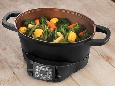 Мультиварка Russell Hobbs 6,5 л Цифровий дисплей 8 функцій приготування (повільна плита, пароварка, рисоварка, каструля, плита су-від, плита, ємність для підігріву, мультиварка) Можна мити в посудомийній машині 28270-56