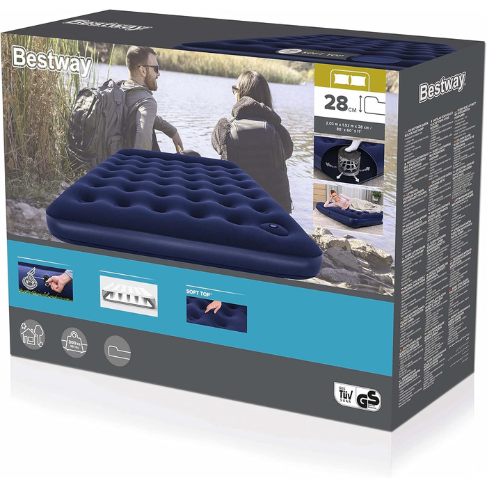 Надувне ліжко Bestway Blue Horizon Step з внутрішнім ножним насосом Double XL/Lo 203 x 152 x 28 см