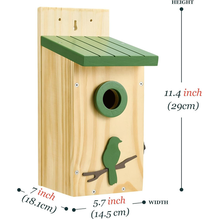 Натуральні дерев'яні гніздові ящики для птахів Kingsyard I - болтові, гніздові ящики для птахів, гніздовий ящик, інкубатор шпаківні для птахів, ящик для гніздування птахів стійкий до атмосферних впливів, зелений